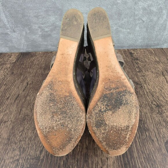 Balenciaga Arena Espadrille Wedges Sandals 10 Taupe Grey Studded Leather Raffia - Picture 12 of 16